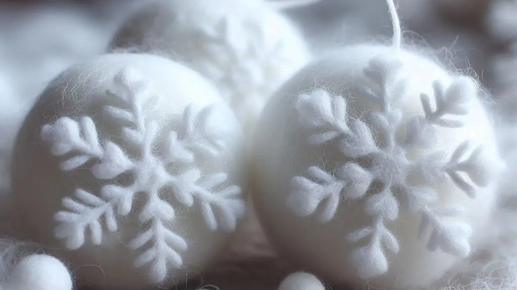 White Snowflake Needle Felted Balls: A Charming Addition to Your Crafts and Decor - Best Himalaya