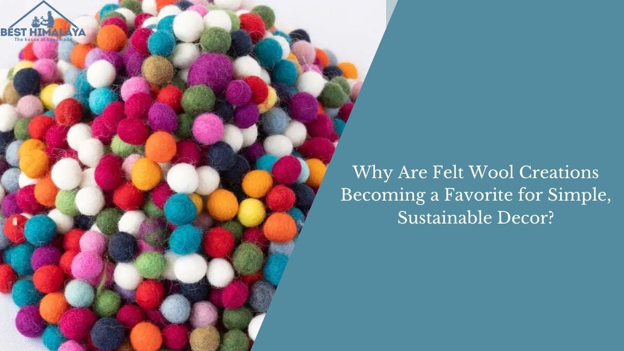 Pile of multi-colored felt wool balls.