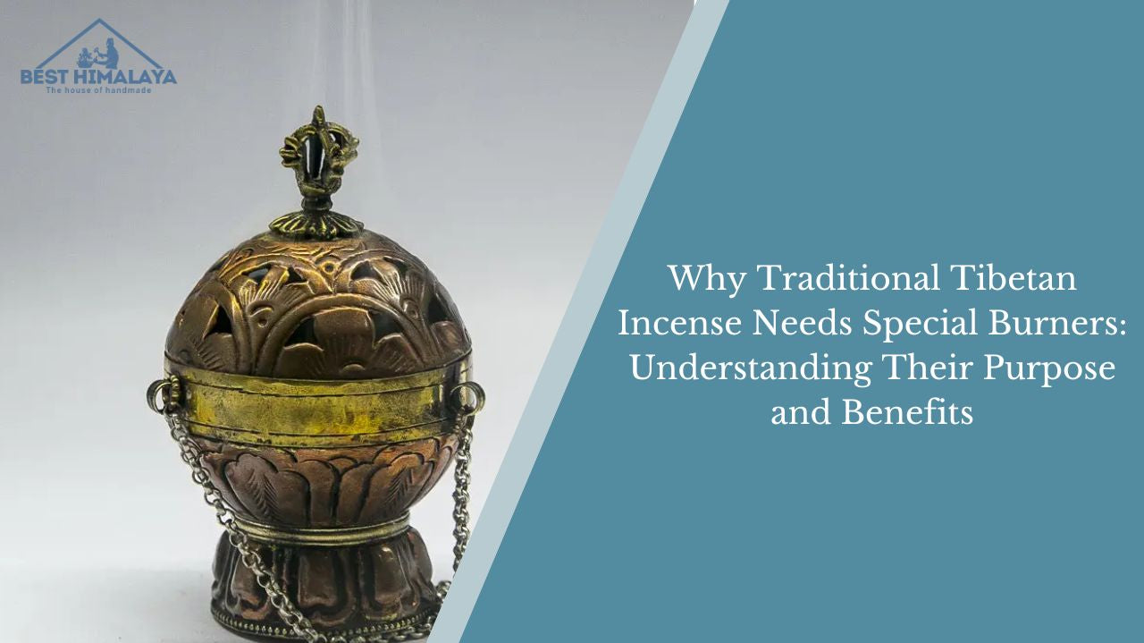 Traditional Tibetan incense burner with ornate brass design for incense rituals
