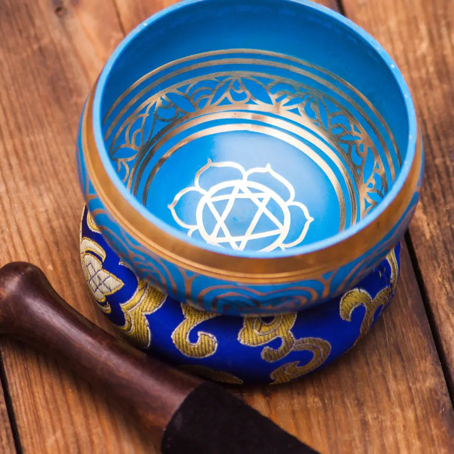 4-Inch Blue Color Etched Singing Bowl - Best HimalayaBest Himalaya