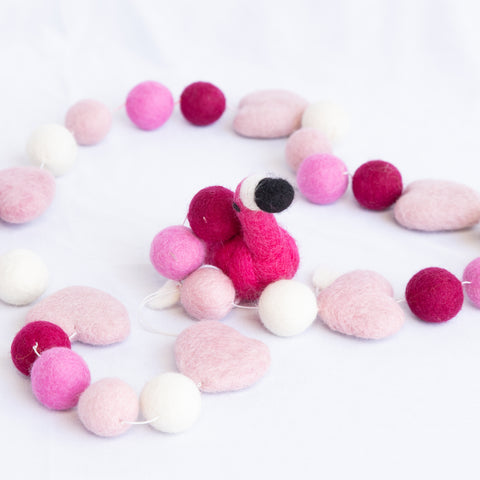 Handcrafted Mix Felt Ball Garland Sustainable Home and Party Decor