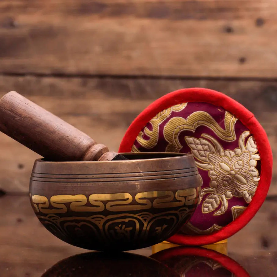 Antique Brown Chakra Tibetan Singing Bowl - Best HimalayaBest Himalaya