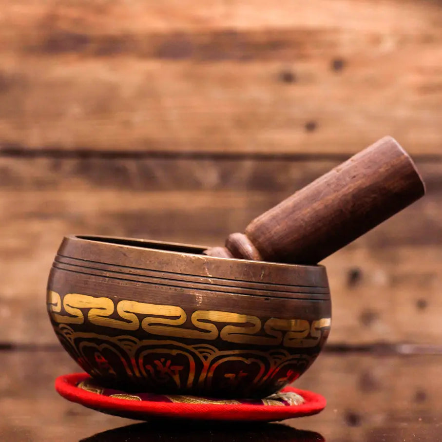 Antique Brown Chakra Tibetan Singing Bowl - Best HimalayaBest Himalaya