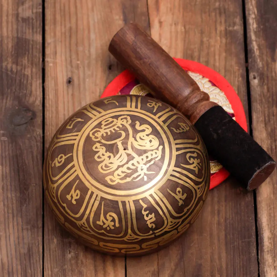 Antique Brown Chakra Tibetan Singing Bowl - Best HimalayaBest Himalaya