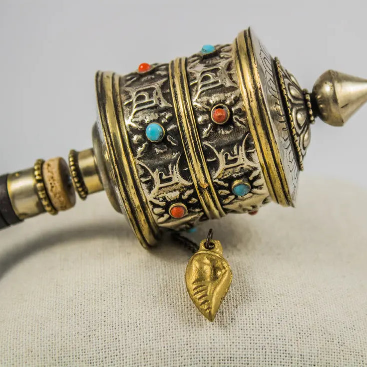 Antique Tibetan symboled small prayer wheel - Best HimalayaBest Himalaya