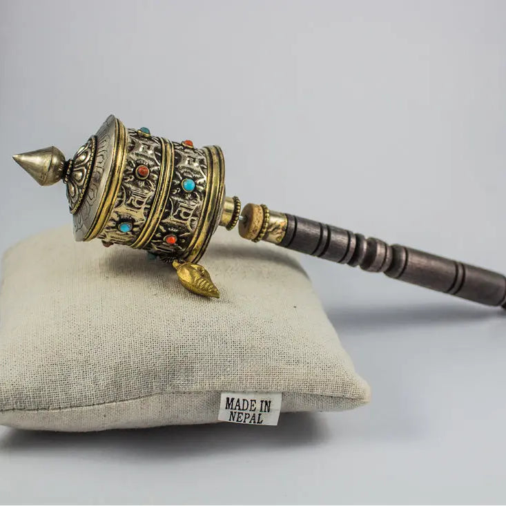 Antique Tibetan symboled small prayer wheel - Best HimalayaBest Himalaya