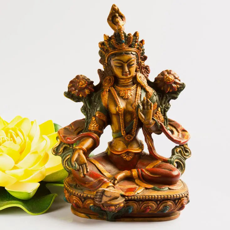 Antique green tara statue resin - Best HimalayaBest Himalaya