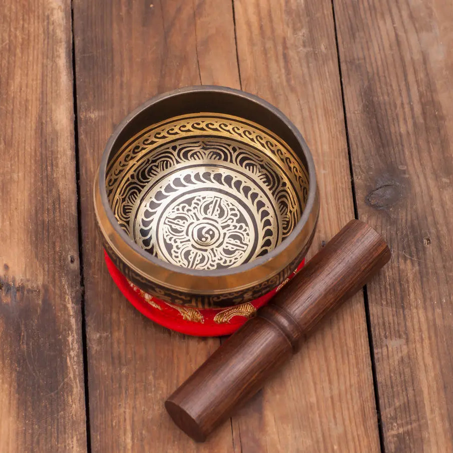 Black Color Chakra Singing Bowl With Tibetan & Buddhist Art - Best HimalayaBest Himalaya