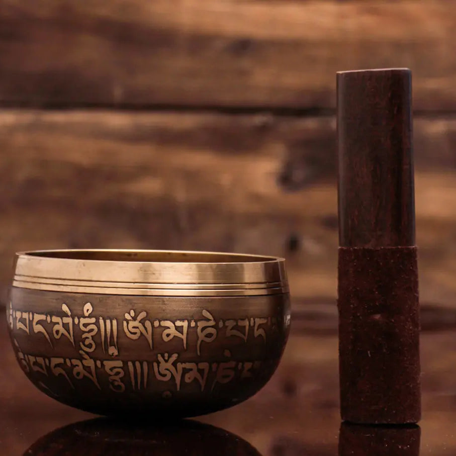 Buddha Mantra Carved Singing Bowl Mallet & Pillow Set - Best HimalayaBest Himalaya
