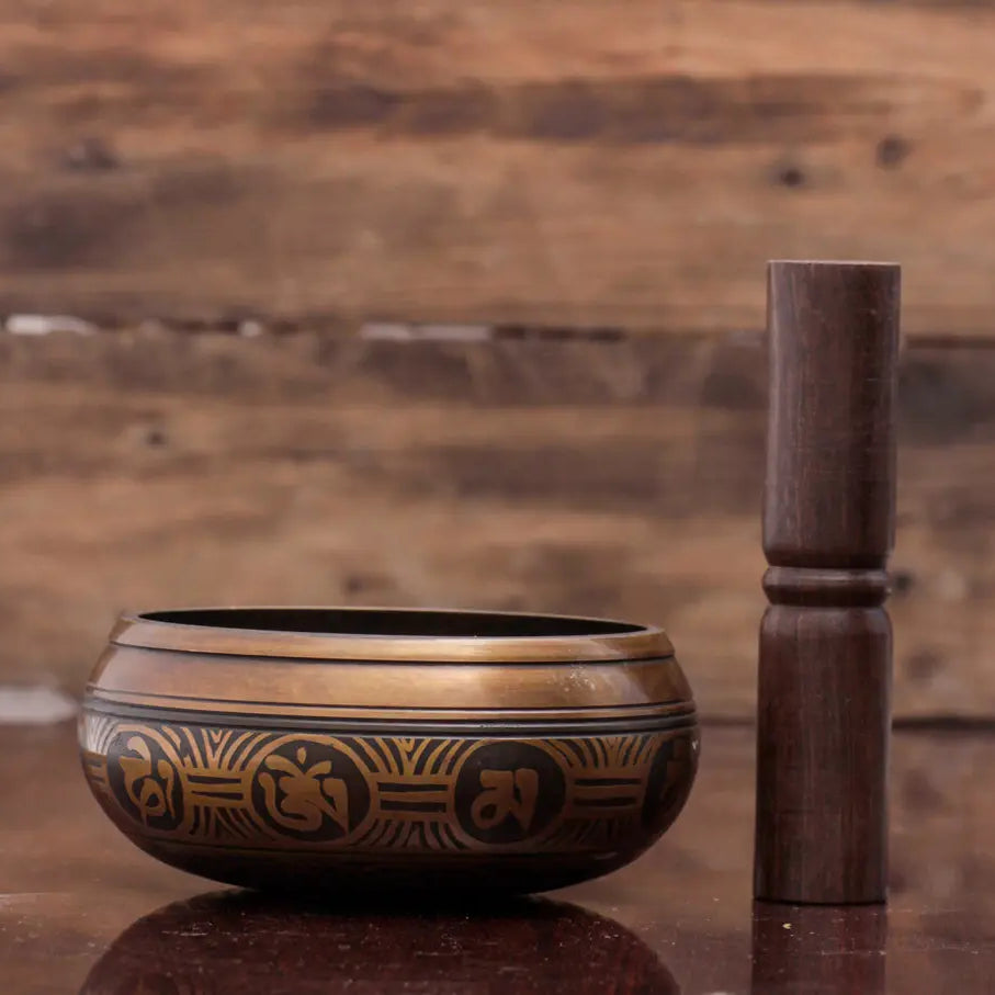 Buddhist Mantra Etched Antique Singing Bowl - Best HimalayaBest Himalaya