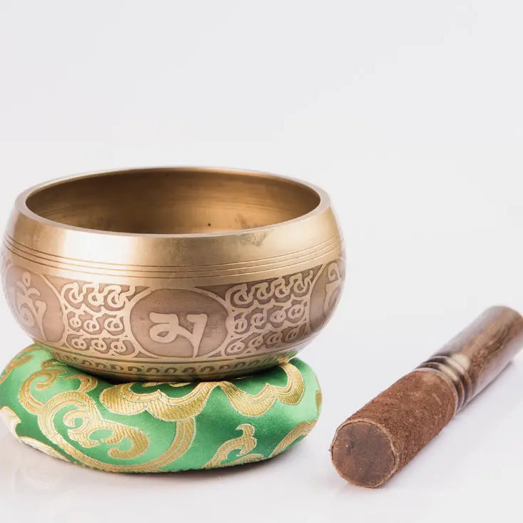 Chakra Healing Meditation Bowl - Tibetan Antique Bronze Color Singing Bowls Set - Best Himalaya