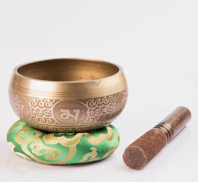 Chakra Healing Meditation Bowl - Tibetan Antique Bronze Color Singing Bowls Set - Best Himalaya
