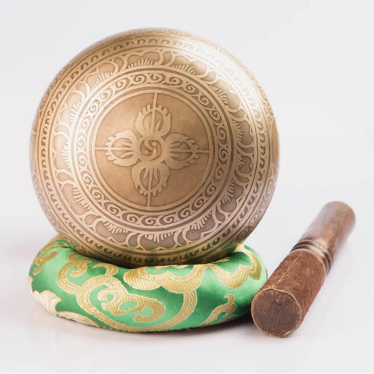 Chakra Healing Meditation Bowl - Tibetan Antique Bronze Color Singing Bowls Set - Best Himalaya