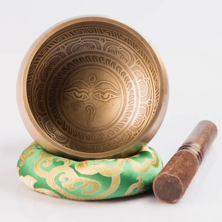 Chakra Healing Meditation Bowl - Tibetan Antique Bronze Color Singing Bowls Set - Best Himalaya