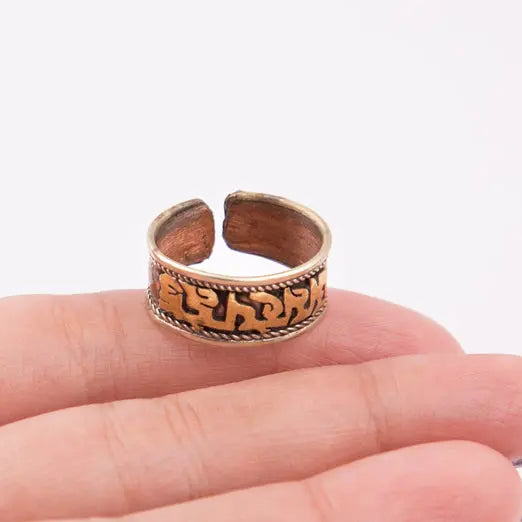 Copper Plated Om Mani Finger Ring Jewelry Gift - Best HimalayaBest Himalaya
