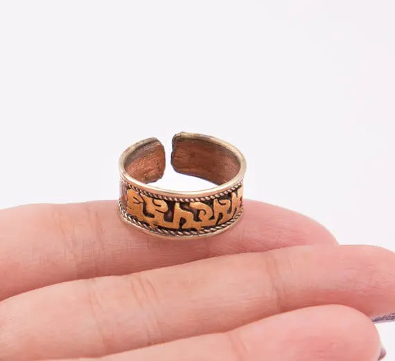Copper Plated Om Mani Finger Ring Jewelry Gift - Best HimalayaBest Himalaya