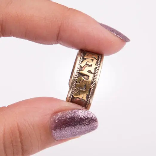 Copper Plated Om Mani Finger Ring Jewelry Gift - Best HimalayaBest Himalaya