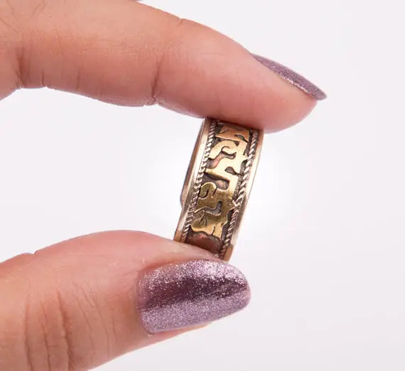 Copper Plated Om Mani Finger Ring Jewelry Gift - Best HimalayaBest Himalaya