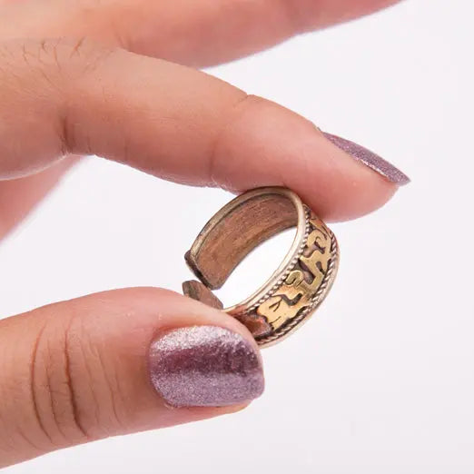 Copper Plated Om Mani Finger Ring Jewelry Gift - Best HimalayaBest Himalaya