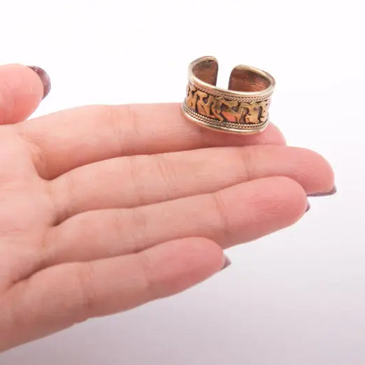 Copper and Silver Plated Om Mani Padme Hum Adjustable Finger Ring Knuckles - Best HimalayaBest Himalaya