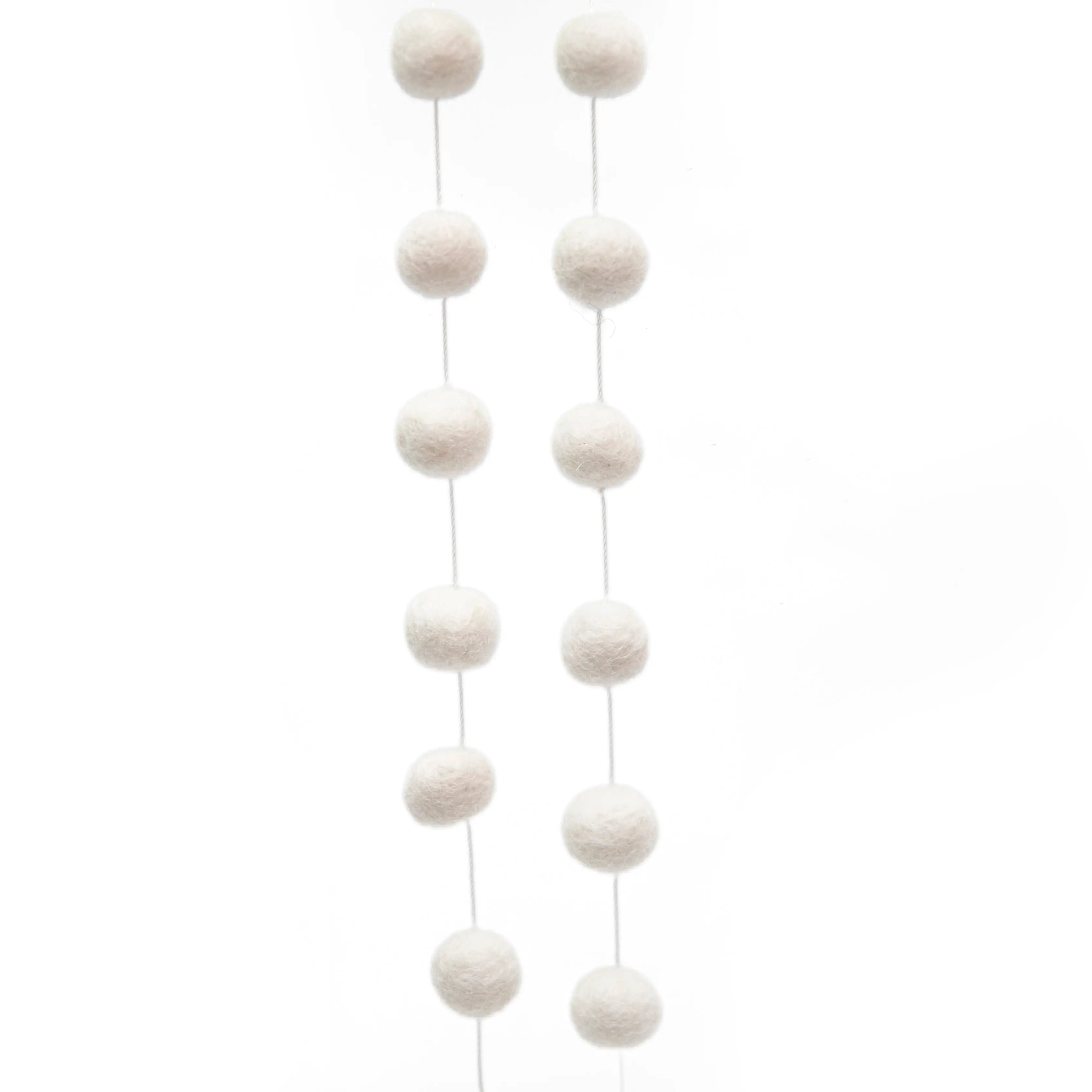 Customizable Handcrafted Wool Felt Garland: Sustainable Whimsical Home Decor White - Best HimalayaBest Himalaya