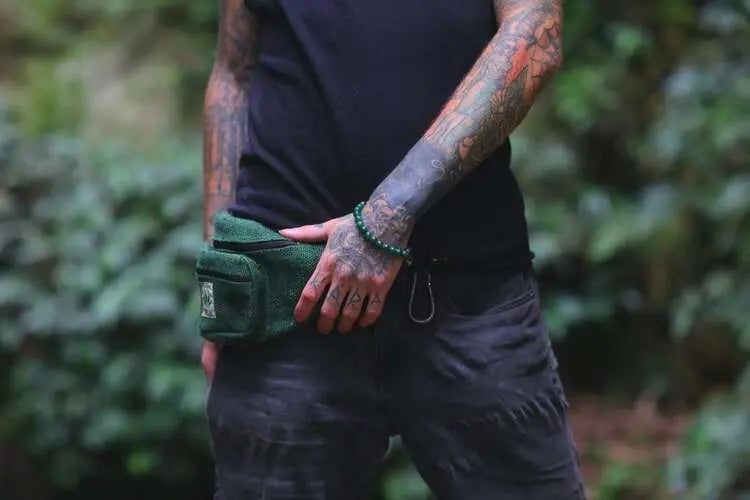 Durable Hemp Green Fanny Pack Best Himalaya