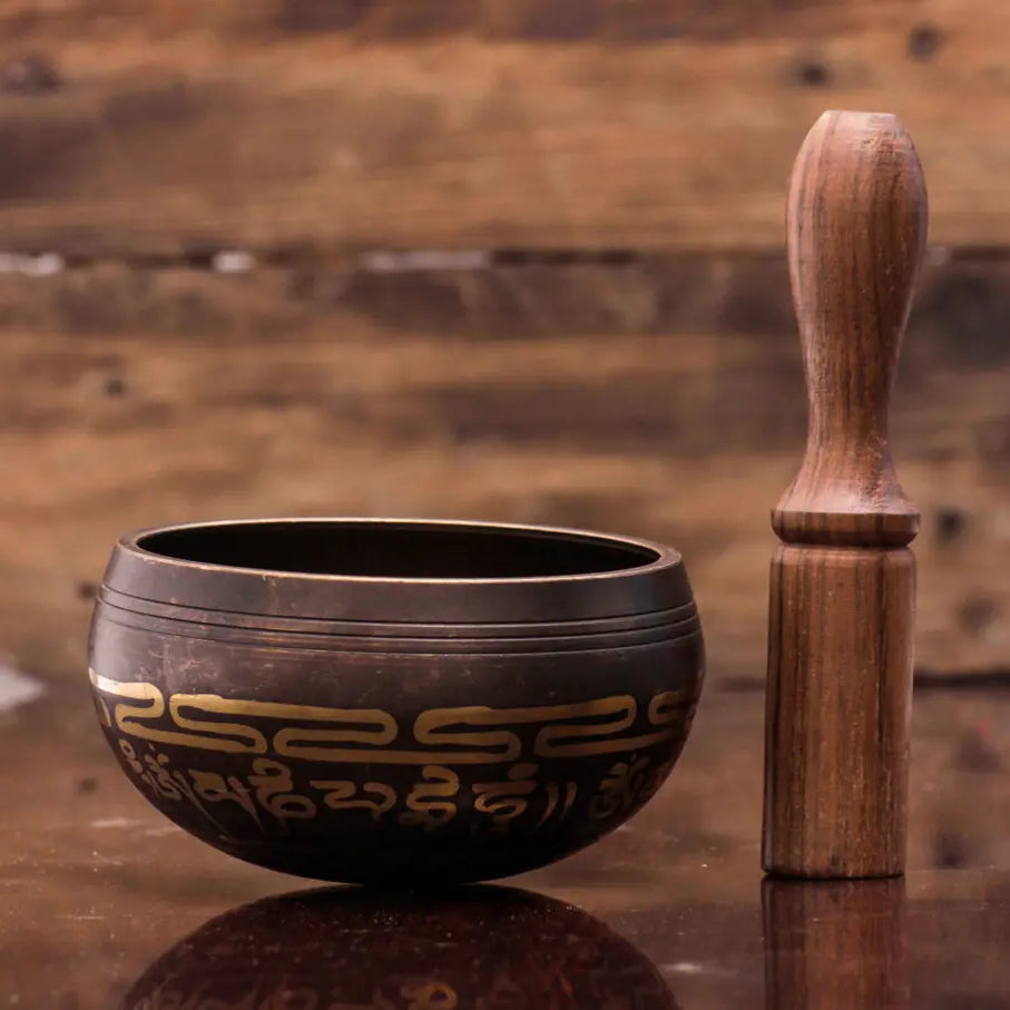 Eight Auspicious Symbols Carved Singing Bowl - Best HimalayaBest Himalaya
