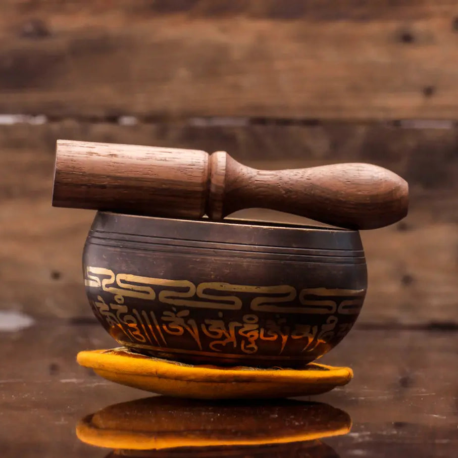 Eight Auspicious Symbols Carved Singing Bowl - Best HimalayaBest Himalaya