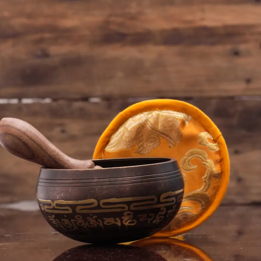 Eight Auspicious Symbols Carved Singing Bowl - Best HimalayaBest Himalaya