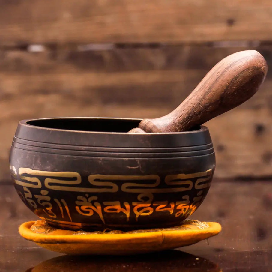 Eight Auspicious Symbols Carved Singing Bowl - Best HimalayaBest Himalaya