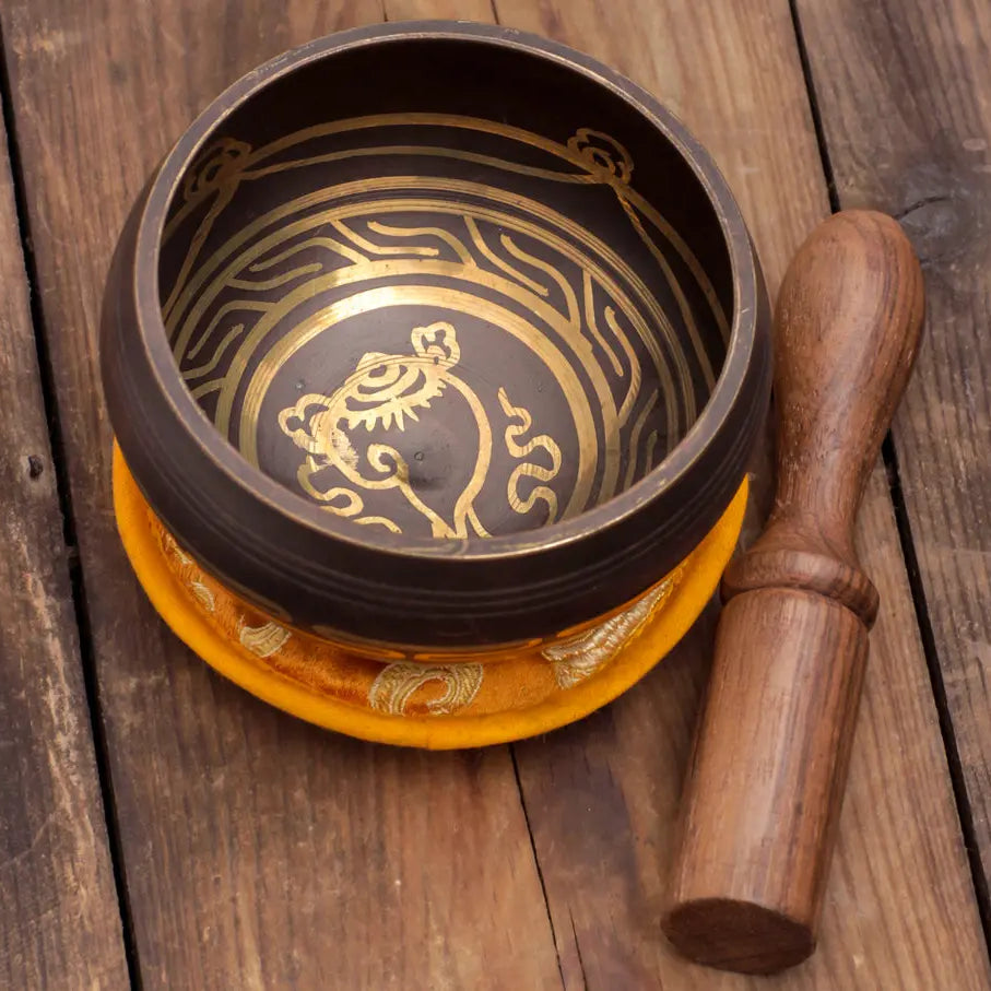 Eight Auspicious Symbols Carved Singing Bowl - Best HimalayaBest Himalaya