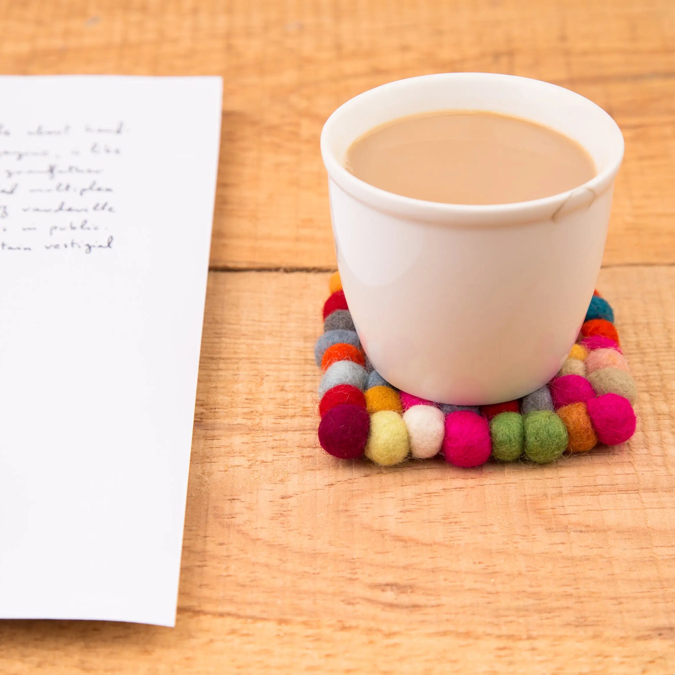 Elevate Your Table Decor with Handcrafted Wool Felt Ball Mats from Nepal – The Perfect Tea Coasters Best Himalaya