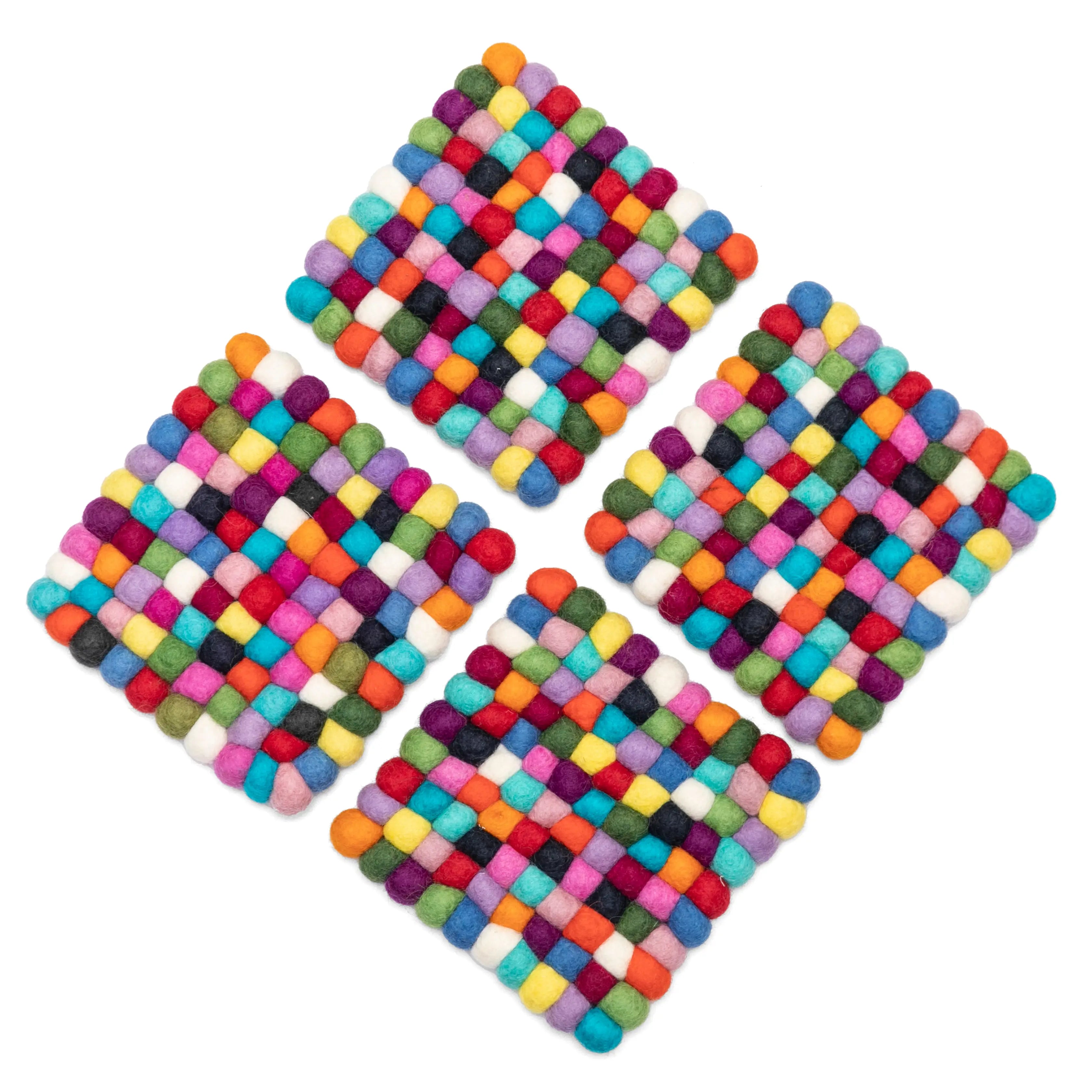 Elevate Your Table: Stylish Felt Wool Ball Trivets Nepal Best Himalaya