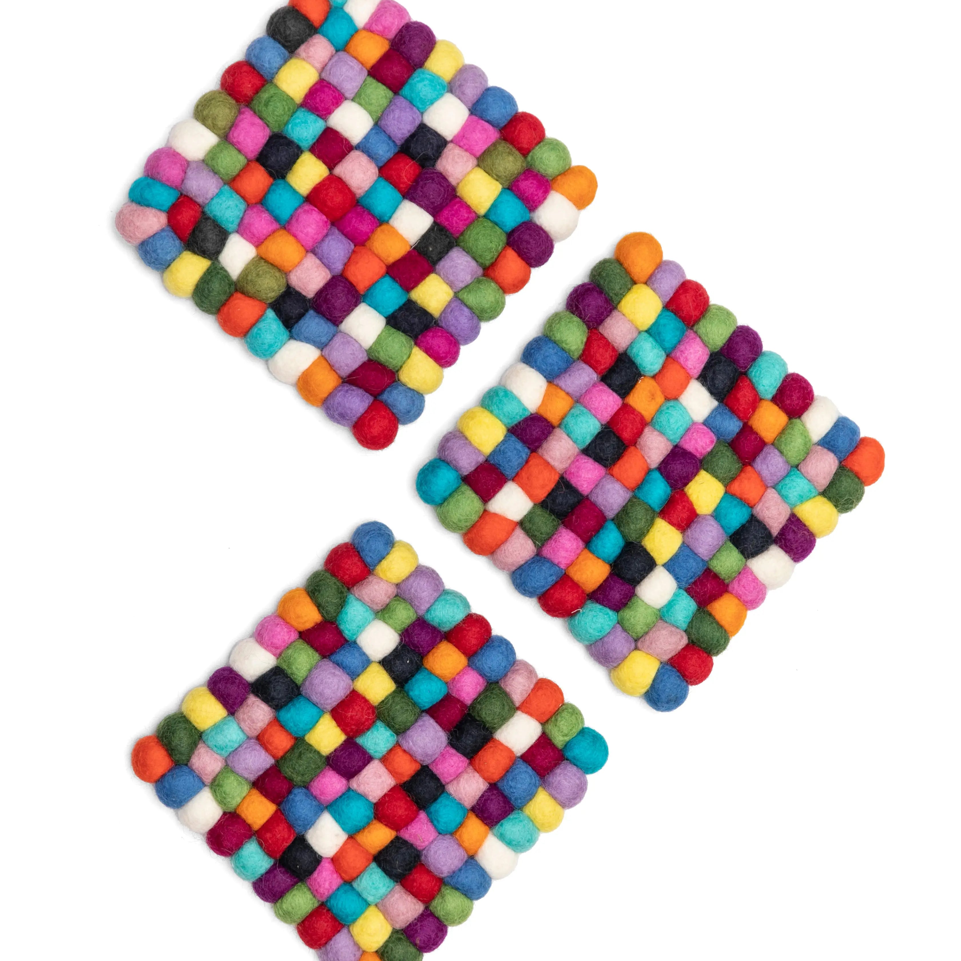 Elevate Your Table: Stylish Felt Wool Ball Trivets Nepal Best Himalaya