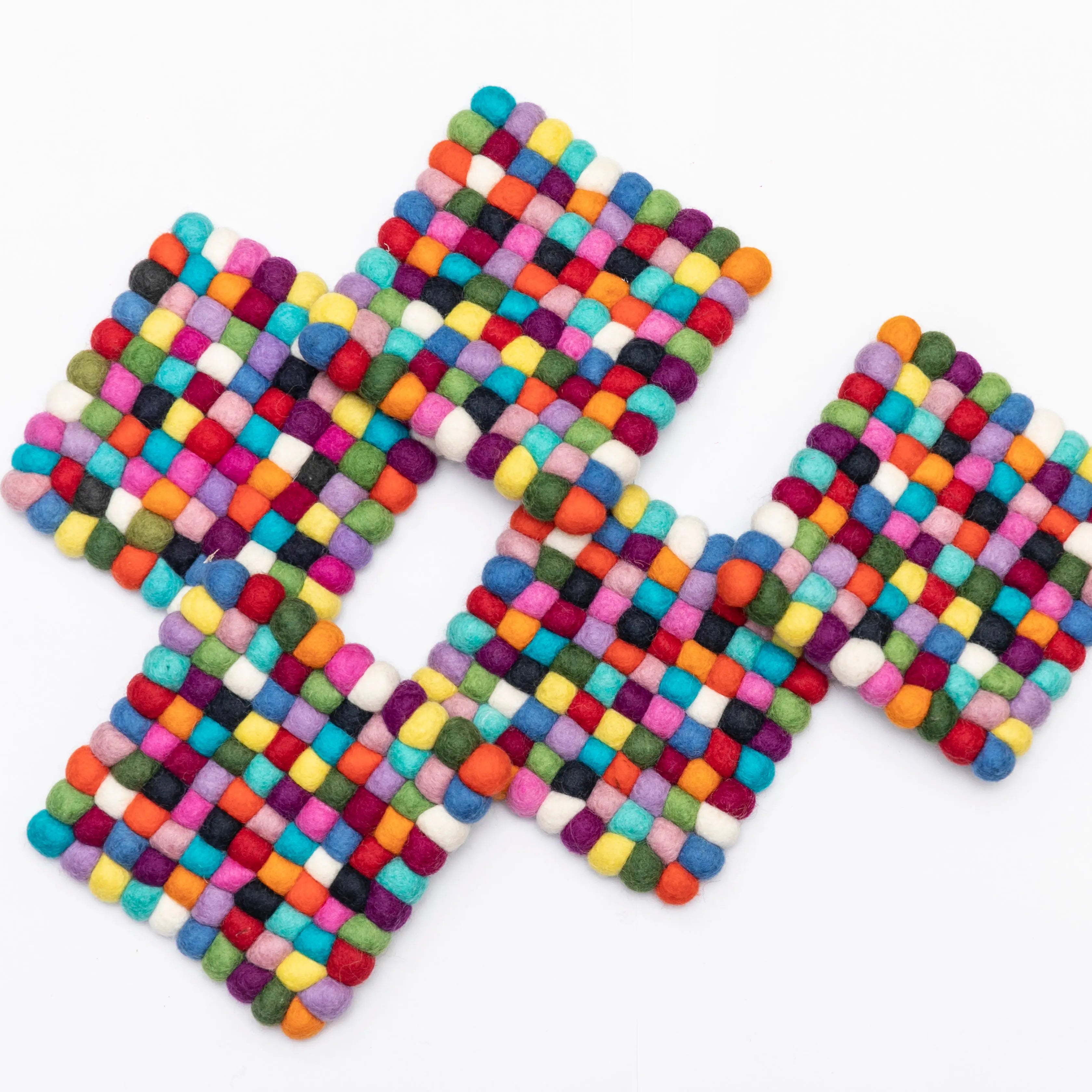 Elevate Your Table: Stylish Felt Wool Ball Trivets Nepal Best Himalaya