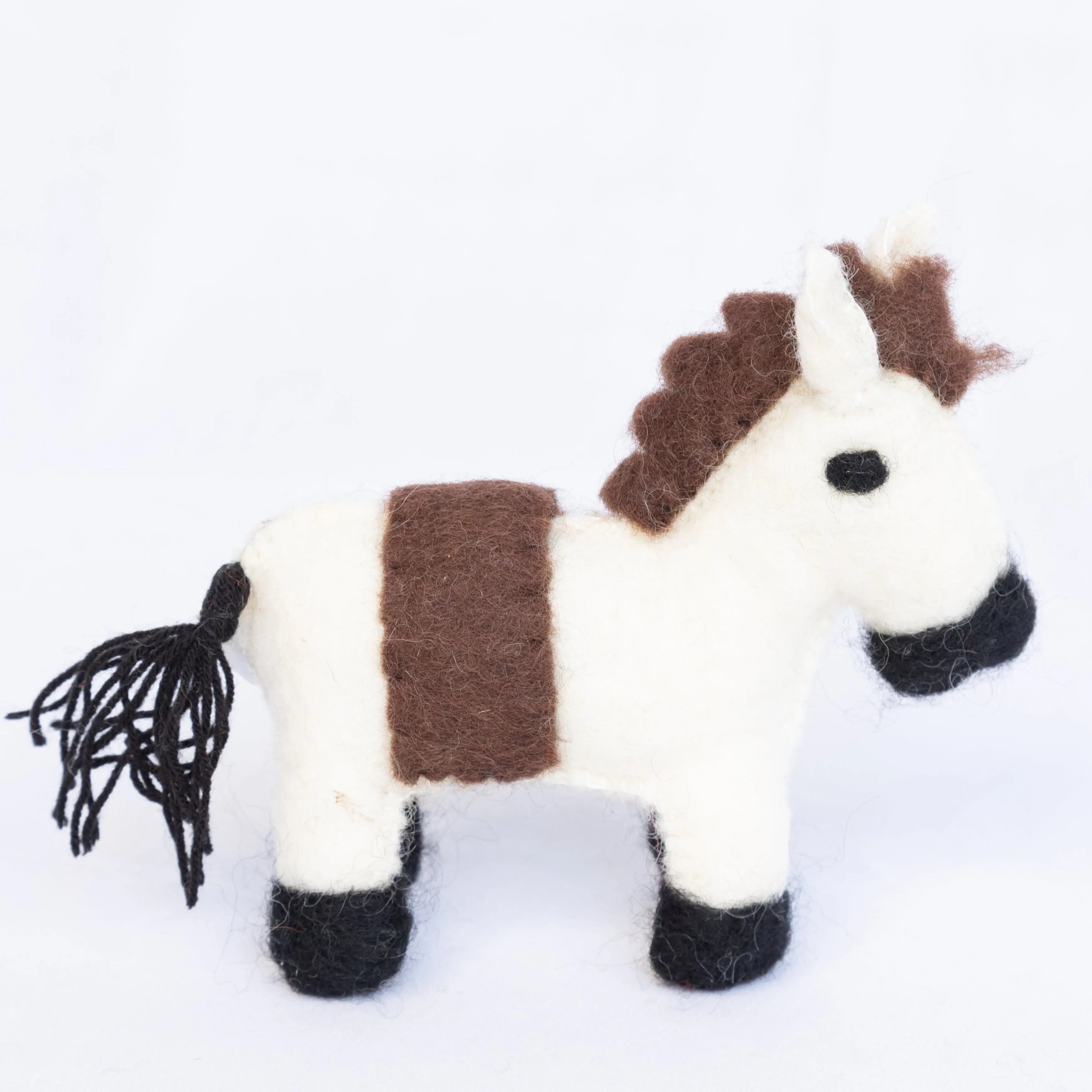 Experience Magical Adventures with our Felt White and Brown Horse - Best HimalayaBest Himalaya