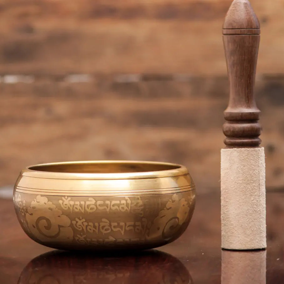 Exquisite Etched Carving Singing Bowl Set for Meditation and Sound Therapy with Beautiful Design - Best Himalaya
