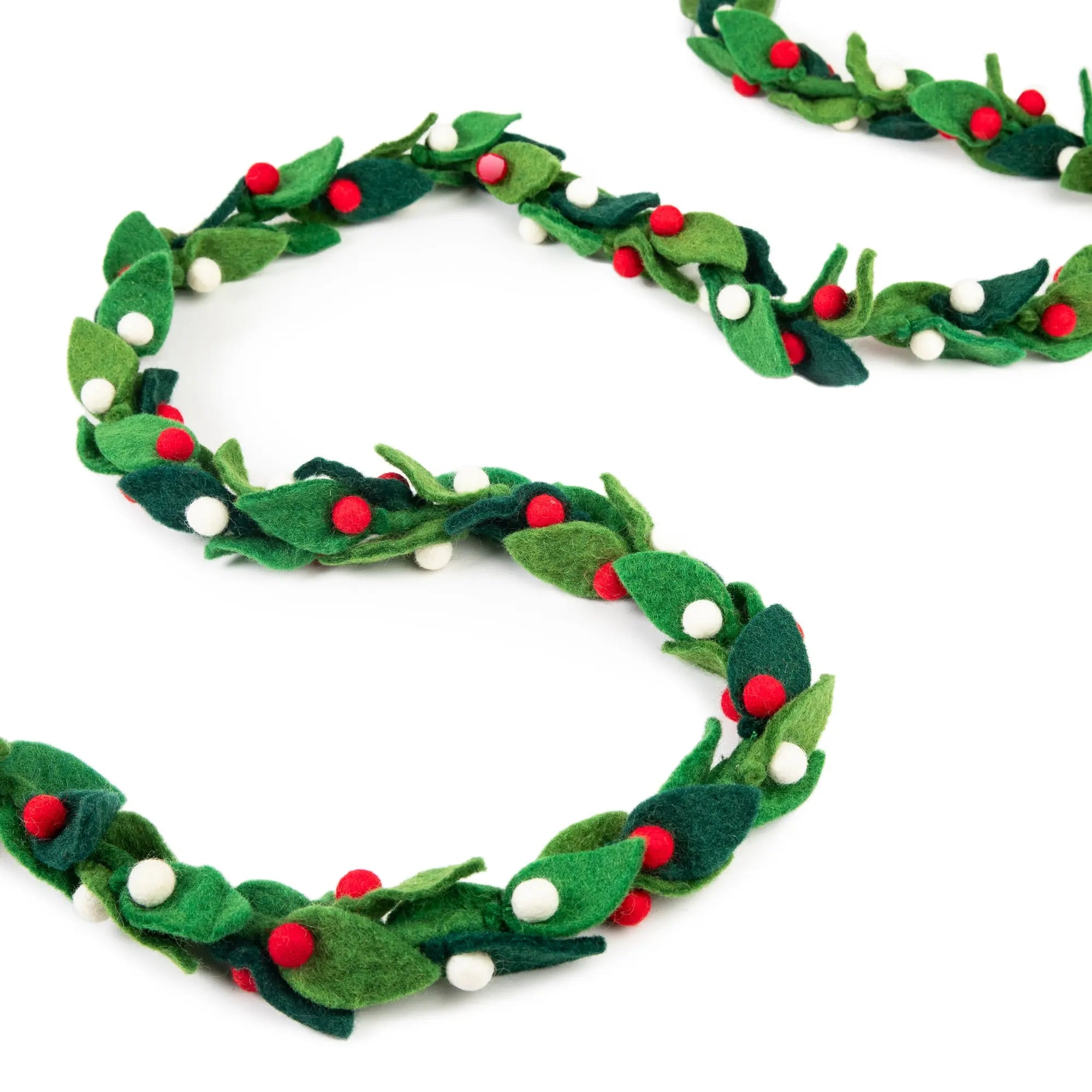 Felt Ball Garland – Handmade in Nepal | Colorful Rainbow Pom Pom Garland for Christmas Tree, Holiday Mantle, Xmas Décor Best Himalaya