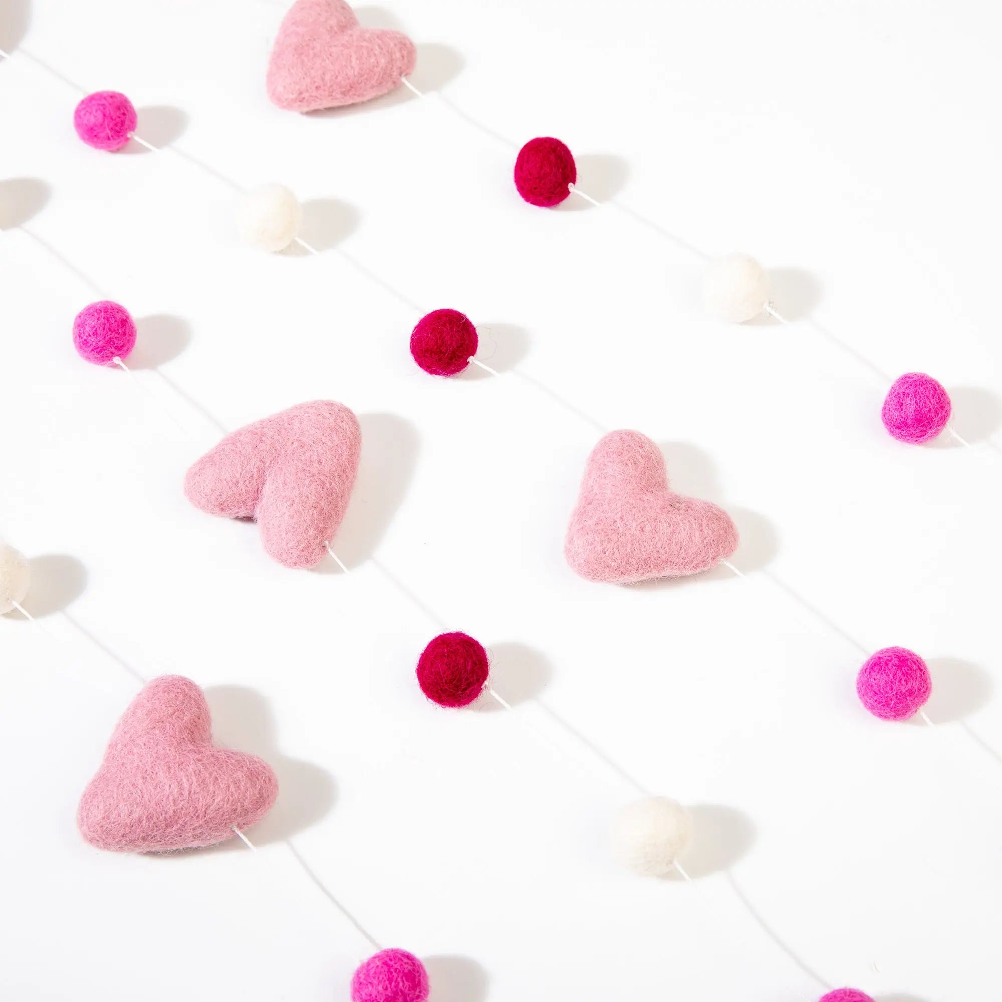 Felt Ball Garland – Handmade in Nepal | Pink & Red Pom Pom Garland for Valentine’s Day, Romantic Mantle, Heartfelt Décor Best Himalaya
