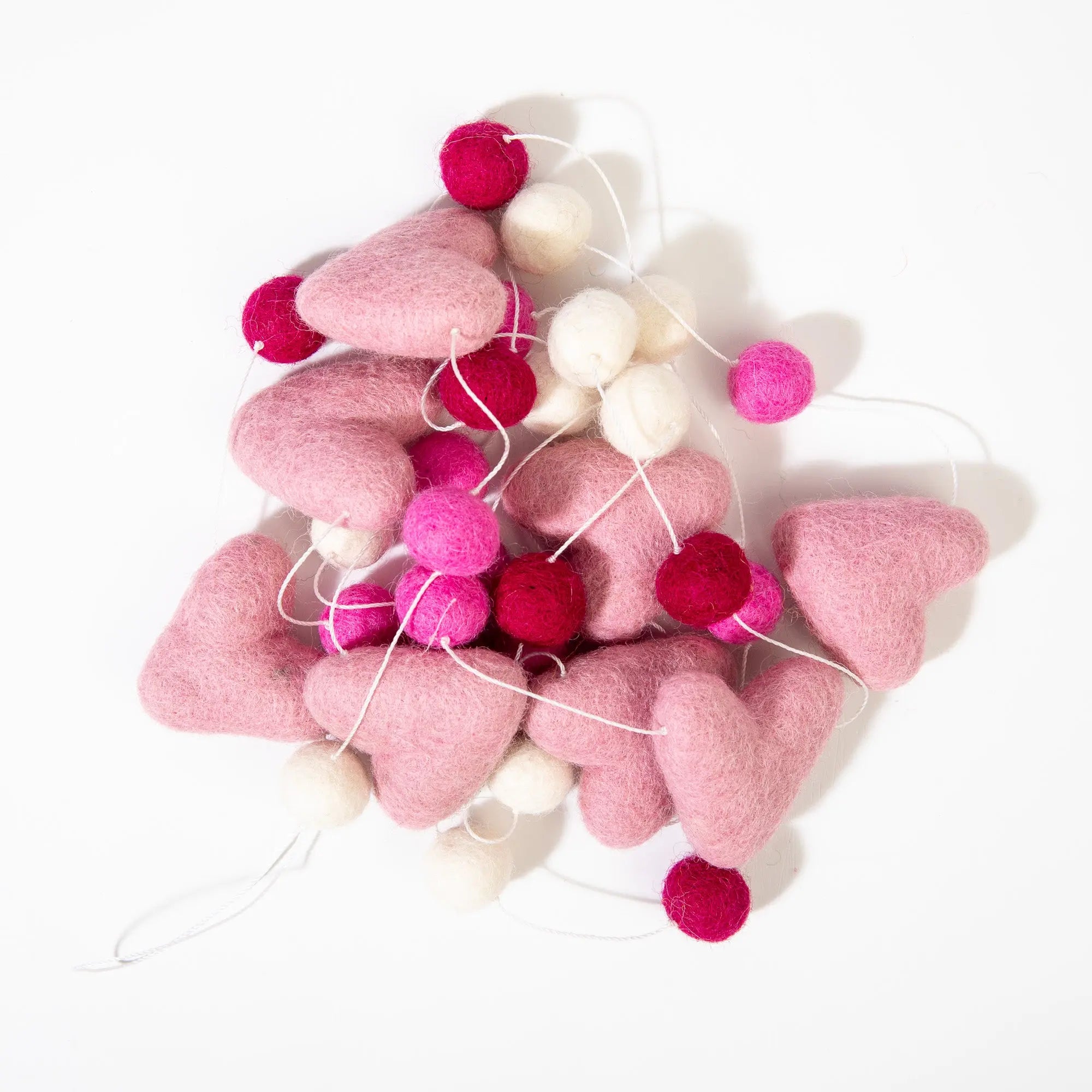 Felt Ball Garland – Handmade in Nepal | Pink & Red Pom Pom Garland for Valentine’s Day, Romantic Mantle, Heartfelt Décor Best Himalaya