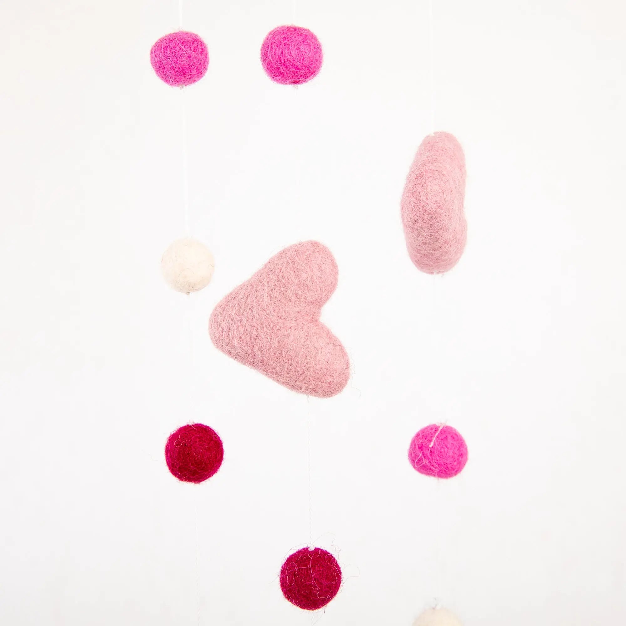 Felt Ball Garland – Handmade in Nepal | Pink & Red Pom Pom Garland for Valentine’s Day, Romantic Mantle, Heartfelt Décor Best Himalaya