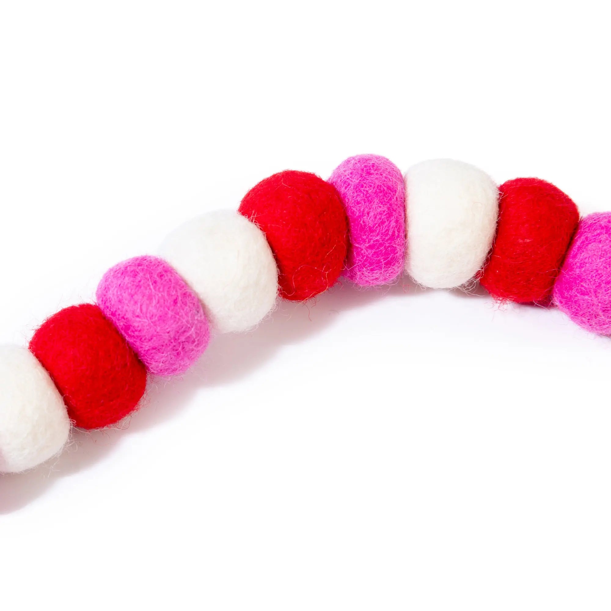 Felt Ball Garland – Handmade in Nepal | Pink, Red & White Pom Pom Garland for Valentine’s Day, Romantic Mantle & Love-Themed Décor Best Himalaya