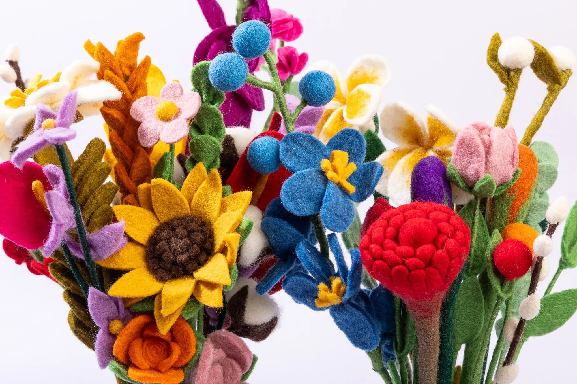 Felt Mixed Flower Bouquet – Set of 4 – Eco-Friendly Floral Decor for Home, Weddings, and Gifts Best Himalaya