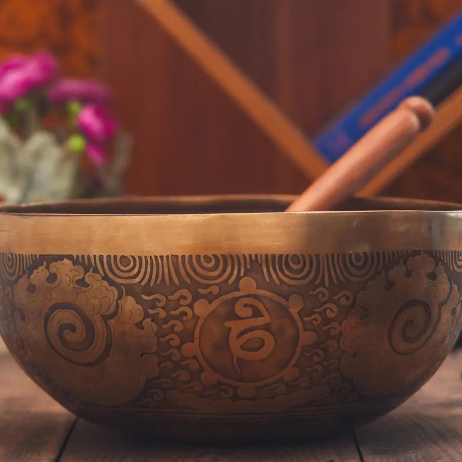 Fire & Mantra Carved Etching Singing Bowl For Chakra Healing - Best HimalayaBest Himalaya