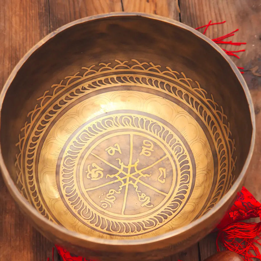 Fire & Mantra Carved Pillow Set Singing Bowl - Best HimalayaBest Himalaya