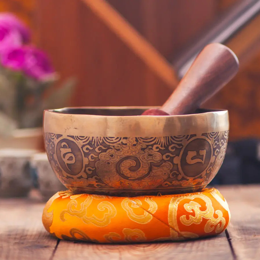 Fire and Mantra Etched Singing Bowl - Best Himalaya