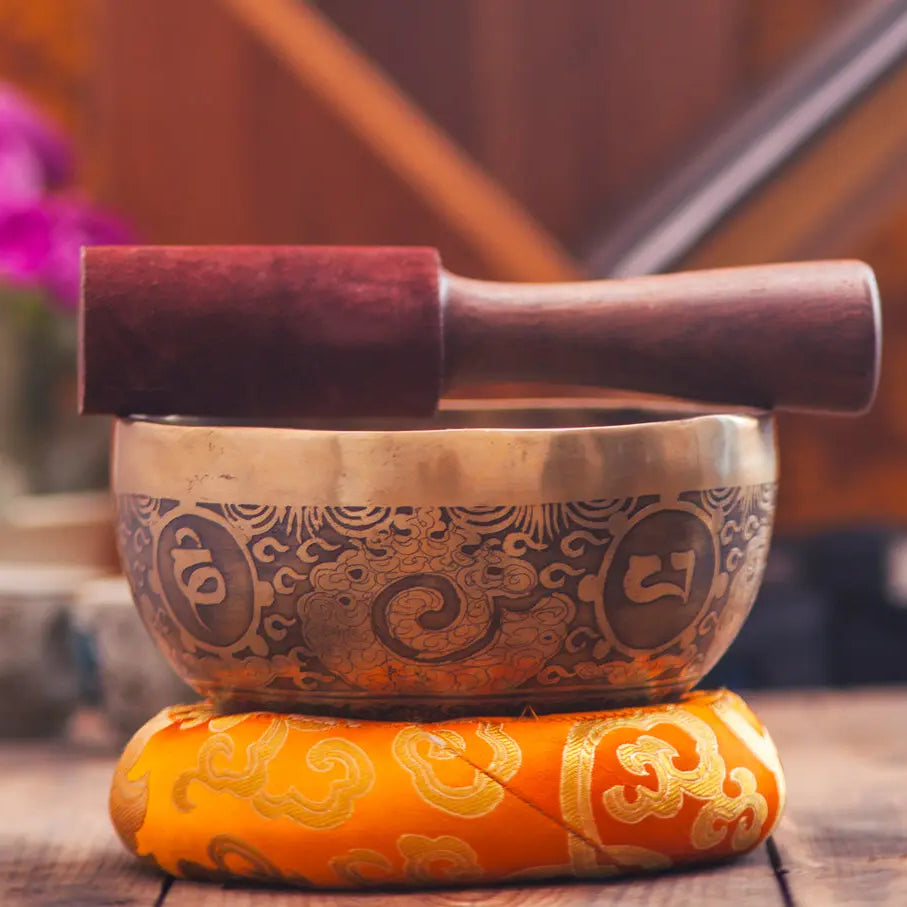 Fire and Mantra Etched Singing Bowl - Best Himalaya