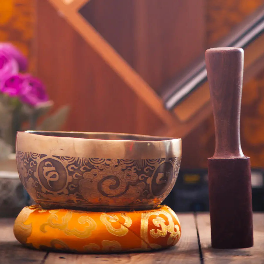 Fire and Mantra Etched Singing Bowl - Best Himalaya