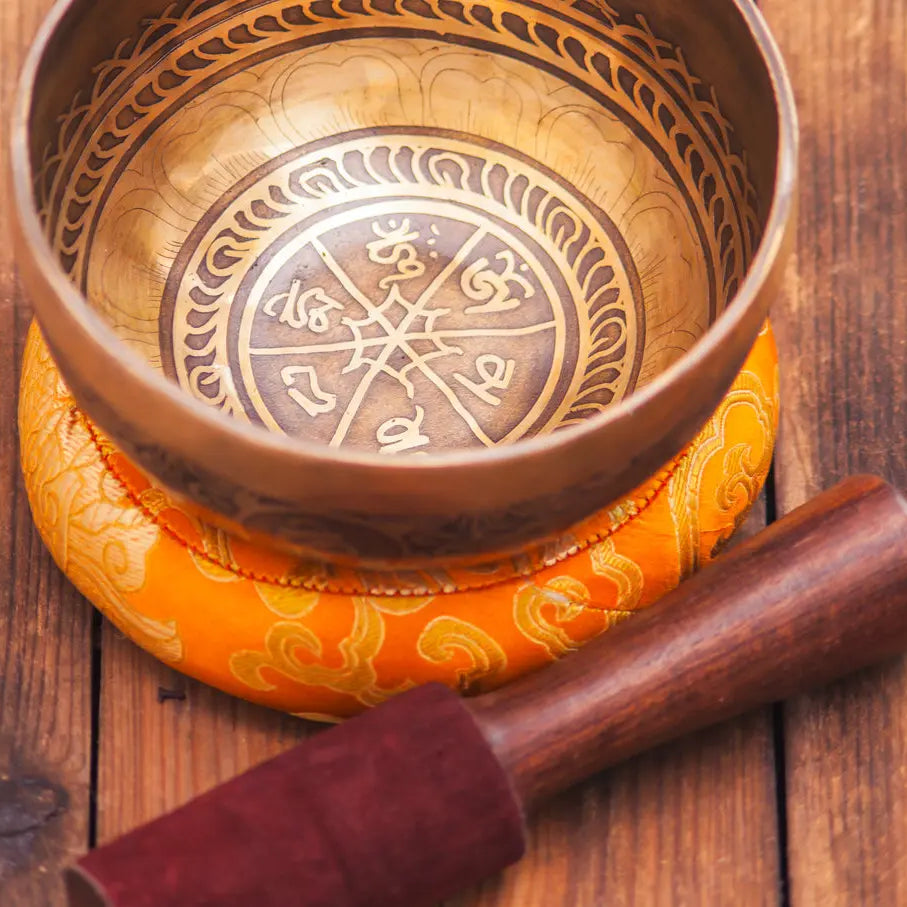 Fire and Mantra Etched Singing Bowl - Best Himalaya