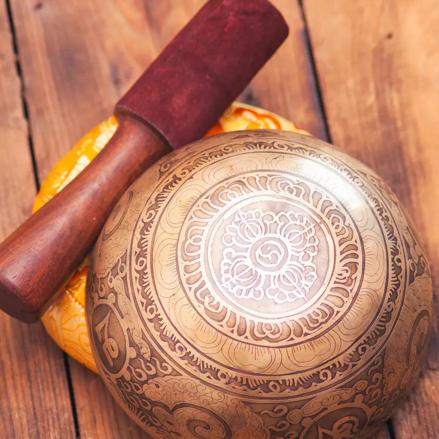 Fire and Mantra Etched Singing Bowl - Best Himalaya